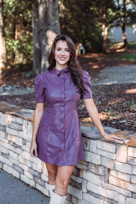 Act Fast Stealing Midnight Purple Leather Dress