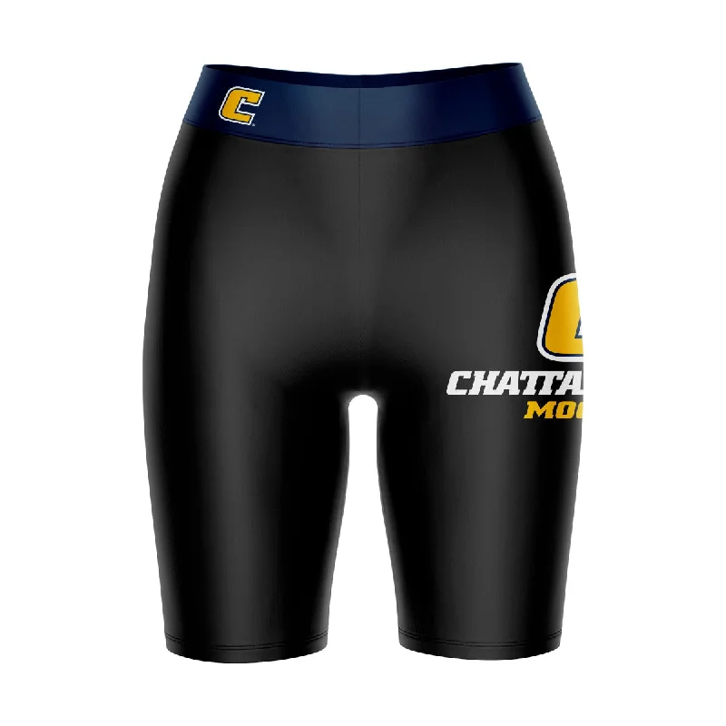 Limited Time Discount Tennessee Chattanooga Mocs Game Day Logo on Thigh and Waistband Black and Blue Womens Bike Shorts by Vive La Fete Limited Time Discount Tennessee Chattanooga Mocs Game Day Logo on Thigh and Waistband Black and Blue Womens Bike Shorts by Vive La Fete