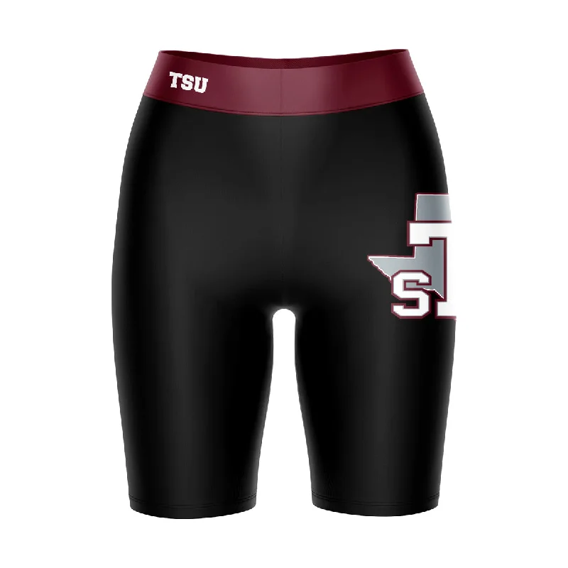 Discount Days Texas Southern Tigers Game Day Logo on Thigh and Waistband Black and Maroon Womens Bike Shorts by Vive La Fete Discount Days Texas Southern Tigers Game Day Logo on Thigh and Waistband Black and Maroon Womens Bike Shorts by Vive La Fete