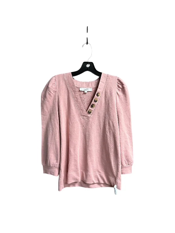 Discount Deals Top 3/4 Sleeve By Loft In Pink, Size: Xxs