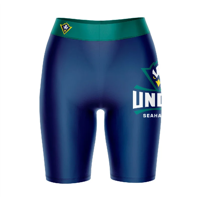 Markdowns UNC Wilmington Seahawks UNCW Game Day Logo on Thigh and Waistband Blue and Teal Womens Bike Shorts by Vive La Fete Markdowns UNC Wilmington Seahawks UNCW Game Day Logo on Thigh and Waistband Blue and Teal Womens Bike Shorts by Vive La Fete
