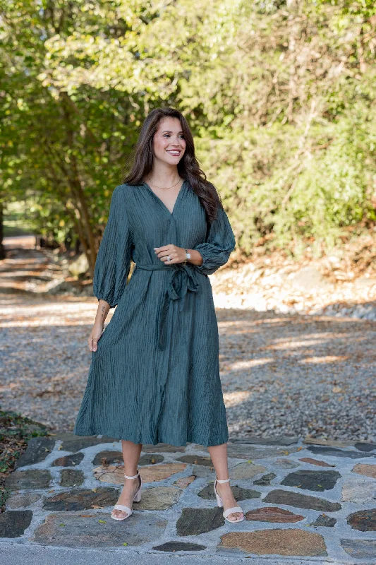 Savings Galore Vintage Fancy Olive Midi Dress