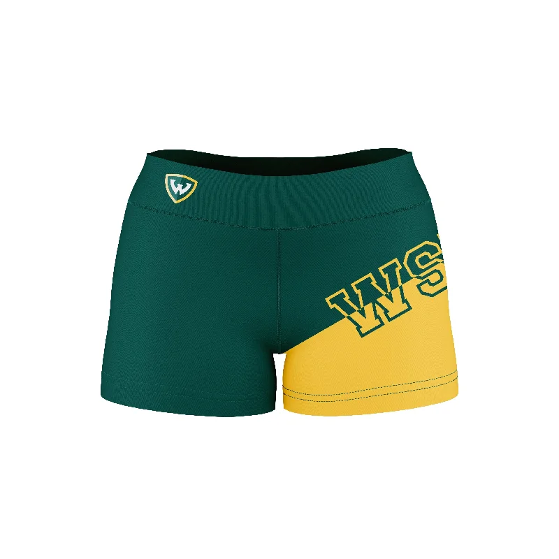 Discount Deals Wayne State Warriors Game Day Collegiate Leg Color Block Green Gold Optimum Womens Yoga Shorts by Vive La Fete Discount Deals Wayne State Warriors Game Day Collegiate Leg Color Block Green Gold Optimum Womens Yoga Shorts by Vive La Fete
