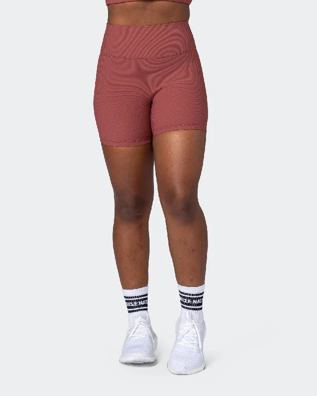 Reduced Prices Zero Rise Rib Midway Shorts - Maple