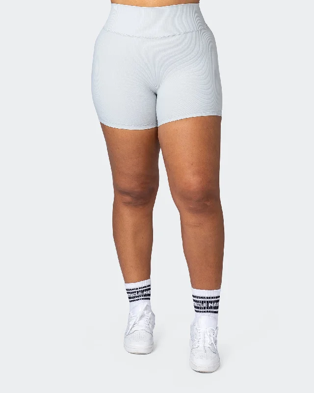 Special Discount Zero Rise Rib Midway Shorts - Quiet Grey